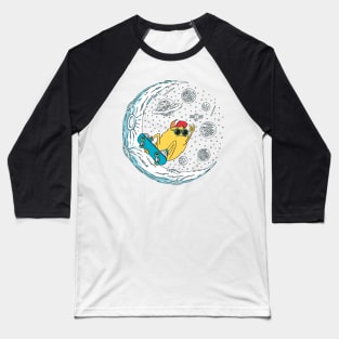 Skater Monster Galaxy Moon Universe Skateboarder Baseball T-Shirt